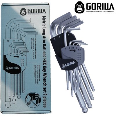 【Gorilla】9in1精密耐用六角球頭扳手組 六角扳手 台灣製造精品！