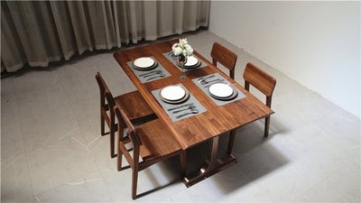 尺寸：160-85-4 黑胡桃木大板實木茶桌餐桌喝茶桌辦公會議老板桌