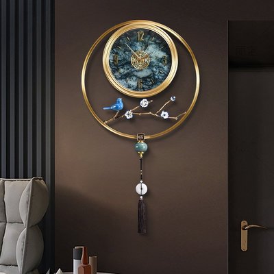 【熱賣精選】新中式純銅掛鐘客廳家用時尚輕奢現代時鐘表創意簡約掛墻靜音掛表