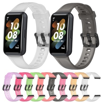 華為 適用於 Huawei Band 7 6 錶帶時尚冰川透明錶帶矽膠錶帶手鍊, 適用於 Honor Band 6 錶帶