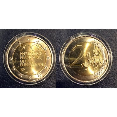 全新2008年法國擔任歐盟理事會輪值主席國2歐元雙色紀念幣- KM# 1459