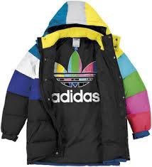 雅虎唯一。 愛迪達 Adidas 設計大師 Jeremy Scott 電視 七彩羽絨連帽外套、大衣 歐規：52號 超保暖