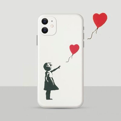 英國塗鴉藝術家班克斯Banksy女孩與氣球iphone13promax手機殼XS Max當代藝術IP7XR8幽默反諷ip12嘲諷mini SE軟殼全包邊ip11