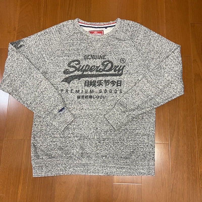 （Size XL) 極度乾燥 Superdry 針織刷毛保暖大學t 長繡上衣(3116)