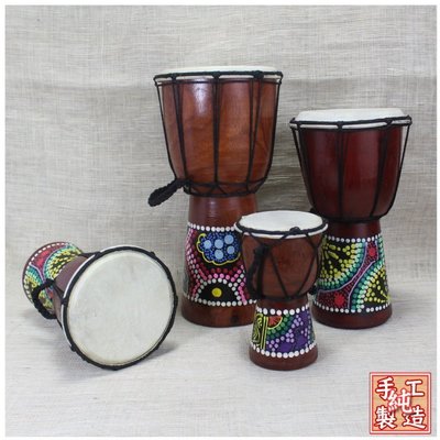 【自然傳統樂器屋】 非洲鼓 手鼓 彩繪非洲鼓 Djembe 金杯鼓 羊皮非洲鼓 實木手打鼓 金盃鼓 Drum-20cm