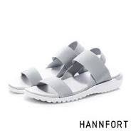 HANNFORT Ultra Flex 3D寬版鬆緊帶交叉涼鞋-女- 霜灰-23號  免運費