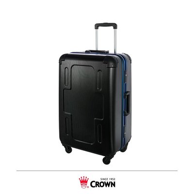 【Chu Mai】CROWN C-F2501 十字彩框拉桿箱 行李箱 旅行箱 -黑色籃框(24吋行李箱)