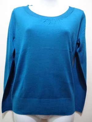全新~日本專櫃品牌23區 孔雀藍 55%羊毛 喀什米爾 cashmere 超柔毛衣~F55