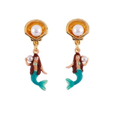 Les Nereides N2 美人魚和貝殼珍珠 耳環 正品