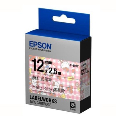 [哈GAME族]愛普生 EPSON LC-4PBY Hello Kitty蘋果款 粉紅底黑字標籤 12mm標籤機 色帶