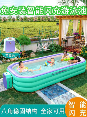 現貨 戶外大型充氣游泳池家用嬰幼兒家庭室內戲水池可折疊成人 游泳圈