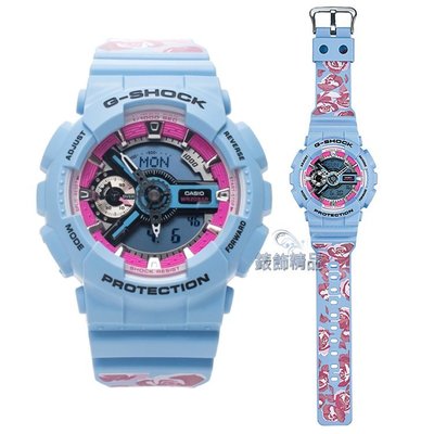 【錶飾精品】現貨CASIO GMA-S110F-2 A淺藍粉紅玫瑰花圖騰 卡西歐G-SHOCK縮小S系列 BABY-G