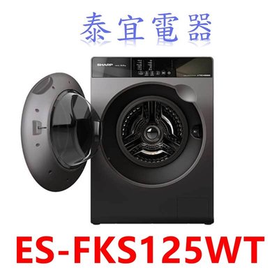 【泰宜電器】SHARP夏普 ES-FKS125WT 滾筒洗脫洗衣機 12.5kg【另有NA-LX128BR】