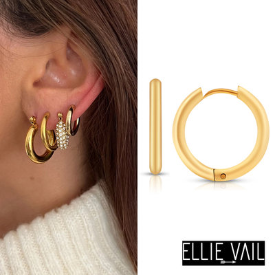 ELLIE VAIL 邁阿密防水珠寶 金色細緻中圓耳環 Erin Mini Hoop
