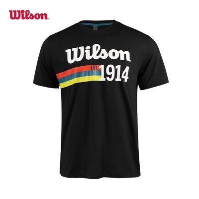 Wilson Wilson 新款男士網球服短袖 T 卹運動透氣吸汗休閒休閒時尚-master衣櫃2