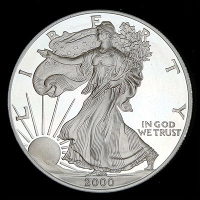 美國2000年鷹洋銀幣行走女神精制銀幣