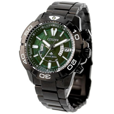 預購 CITIZEN AS7146-58W 星辰錶 44.5mm PROMASTER 光動能 電波 綠色面盤 黑色鈦金屬錶帶 男錶