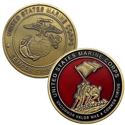 特價！美國海軍陸戰隊青古銅紀念幣 收藏幣海盜把玩金幣硬幣紀念章
