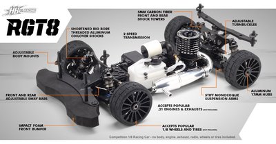 【車車共和國】HB RACING RGT8 1/8 GT 引擎房車 + OS Speed 21XZ-GT W/T2060