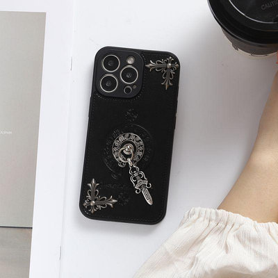 批發 批發 現貨克羅心寶劍蘋果13promax手機殼適用iphone15高級感皮質14保護套