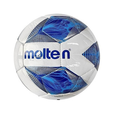 【MOLTEN】Futsal Ball PU低彈跳足球 4號足球 5人制專用足球 亮面 機縫 白藍 F9A2000