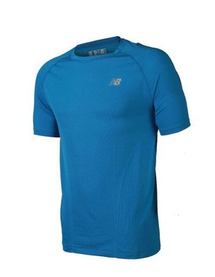 NEWBALANCE 男短袖T恤/慢跑/路跑/跑步/排汗衫/藍/M