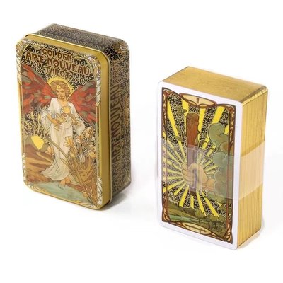 Golden Art Nouveau Tarot金色藝術塔羅牌英文鐵盒卡牌送中文翻譯~特價