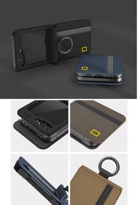 【 ANCASE 】國家地理 Galaxy Z Flip 5 ZFlip5 Flip5 保護殼錢包式插卡帶掛環皮套手機套