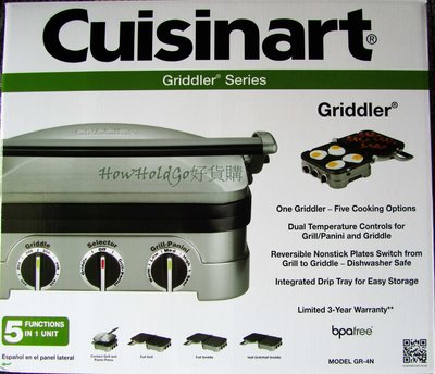 Cuisinart GR-4N Griddler 美國原廠 五合一電烤爐*1+鬆餅烤盤*1對 2018年全新款