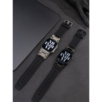 Apple Watch 探索者 不鏽鋼+TPU錶帶 SE/S9/ultra 男士錶帶 44/45/49mm