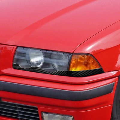 適用寶馬 E36 1992-1998碳纖維汽車外飾改裝大燈眉眼睫毛裝配件