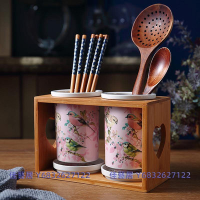 輕奢陶瓷筷子筒置物架家用創意瀝水筷子籠餐具籠廚房刀叉勺收納架-佳藝居