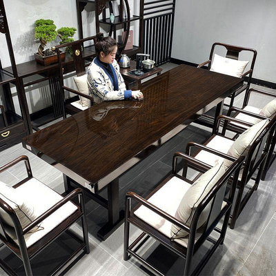 非洲黑檀實木大板桌原木簡約長條茶桌茶臺長方形新中式老板辦公桌