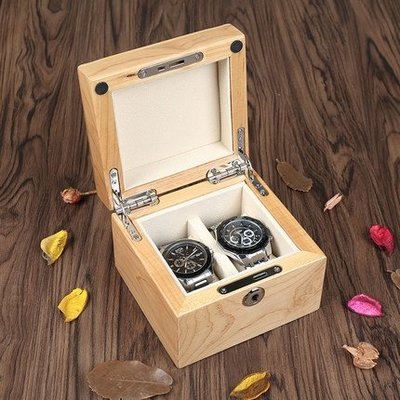 現貨熱銷-手錶盒 雅式澳洲紅櫻桃木純實木制手錶盒子手串鍊展示收藏收納盒箱兩只裝LX