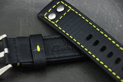 20mm 直身黑色真皮錶帶Hamilton 的新衣軍錶飛行風格鉚釘 fit seiko