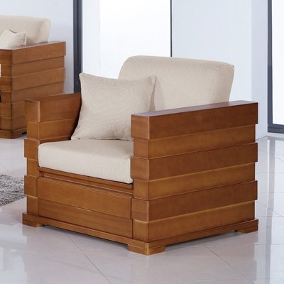 【DH】商品貨號N675-1商品名稱《羅伊》柚木單人座木製沙發(圖一)椅墊可拆洗.備有雙人/三人可選.主要地區免運費