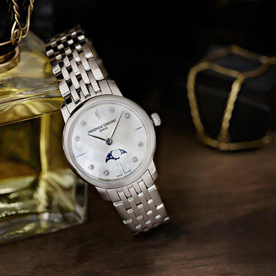 【時光鐘錶公司】CONSTANT 康斯登 FC-206MPWD1SD6B SLIMLINE超薄系列月相女腕錶 腕錶 現貨