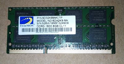 勤茂  全新 DDR3-1600 8G 799元  筆電記憶體 正常電壓 1.5V