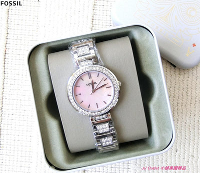 [美國購回真品, 現貨在台]美國購回全新 Fossil BQ3182 不鏽鋼錶帶女款手錶/女錶(附原廠禮盒)