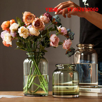 花瓶個性簡約現代創意透明玻璃花瓶擺件 客廳小清新水培插花花器