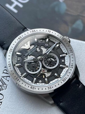 ＂手錶＂Armani阿瑪尼時尚全自動鏤空防水機械表商務男士皮帶手表AR60051