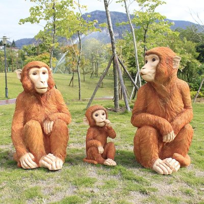 現貨熱銷-仿真猴子戶外玻璃鋼金絲猴公園林草坪動物西游記雕塑人物道具擺件爆款