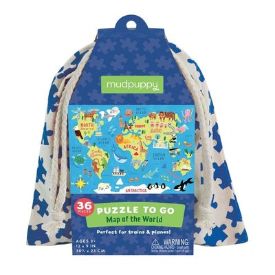 ＊小貝比的家＊PUZZLE TO GO: MAP OF THE WORLD/3~6歲/拼圖禮盒包
