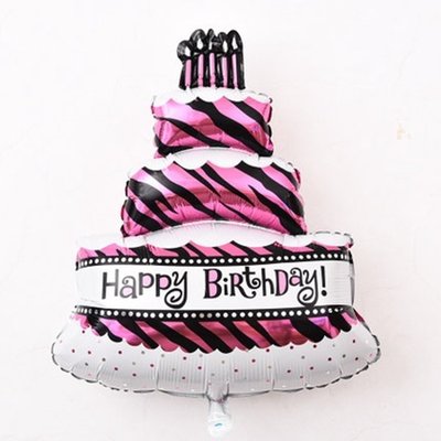 特價鋁箔氣球批發~~編號I03~~三層蛋糕造型Happy birthday生日氣球(68x100cm)