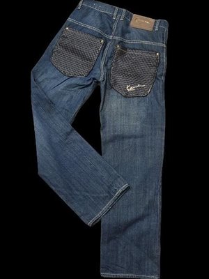 KARL KANI Denim Jean's 牛仔褲 休閒褲 直筒 寬管 BV皮革編織後口袋