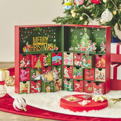 ＊日式雜貨館＊日本 迪士尼限定 聖誕節限定品 聖誕日曆 倒數聖誕日曆禮盒 聖誕掛簾 米奇聖誕樹造型盒 聖誕樹造型餅乾
