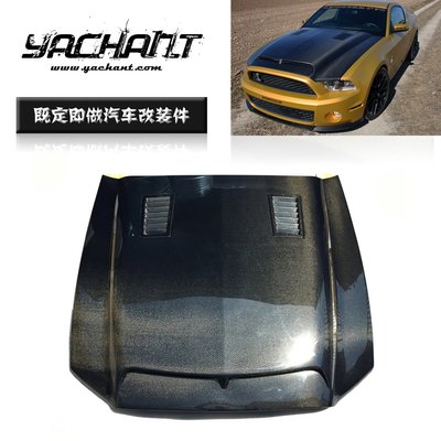 適用10-14 福特 野馬Shelby GT500/GT/V6樹脂碳纖維引擎引擎蓋包圍 /請議價