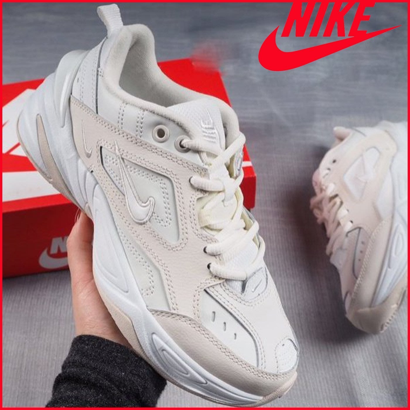 NIKE AIR M2K TEKNO V2 AO3108-006 男女鞋慢跑復古老爹鞋米白白底男女