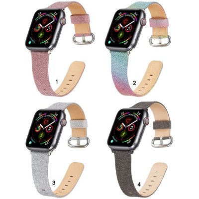 Apple Watch 的閃亮 Bling Glitter 皮革錶帶 iWatch 錶帶 38mm 40mm 42mm