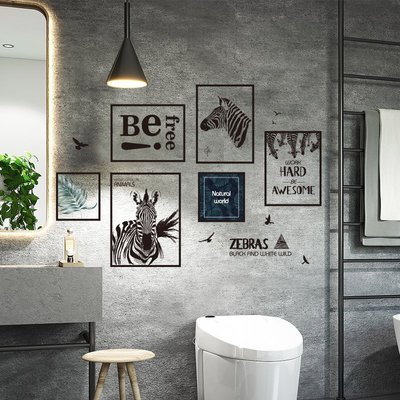 浴室墻壁貼畫瓷磚衛生間裝飾墻貼廁所玻璃門貼紙自粘遮丑防水創意